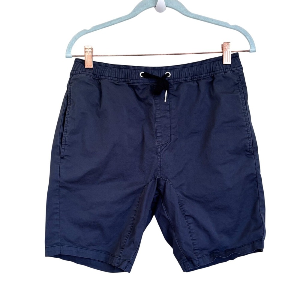 Zanerobe Mens Sureshot Organic Cotton Drawstring Shorts Size 32 Navy Stretch‎